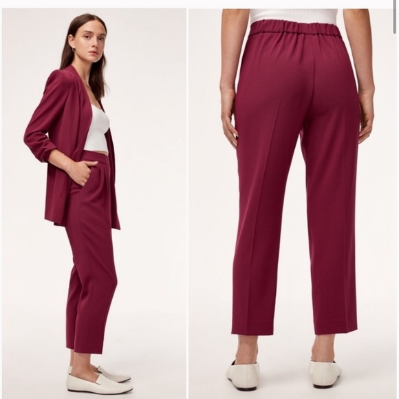 Aritzia Babaton Cohen pants Barolo maroon trousers - Picture 2 of 8